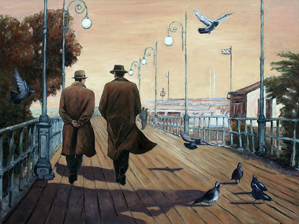 The Boardwalk an oil painting by Theo Michael of the Larnaca Pier