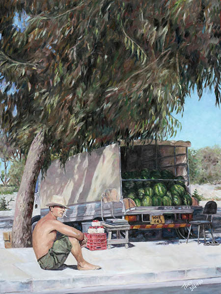 The Melon Seller an original oil painting by Theo Michael