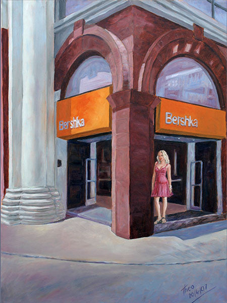Shopping At Bershka in Larnaca, an original oil painting by the artist Theo Michael
