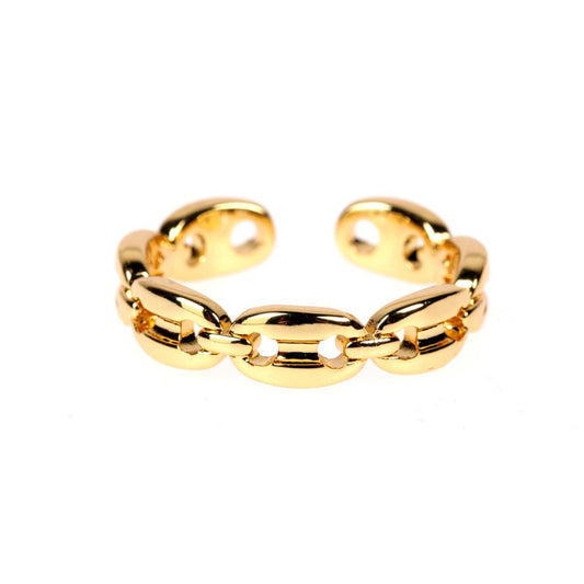 Gold Band and Chain Ring – The Sis Kiss