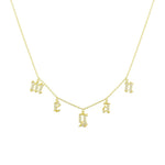 It's All in a Name™ Old English Lowercase Personalized Necklace JEWELRY The Sis Kiss Gold with Crystals 
