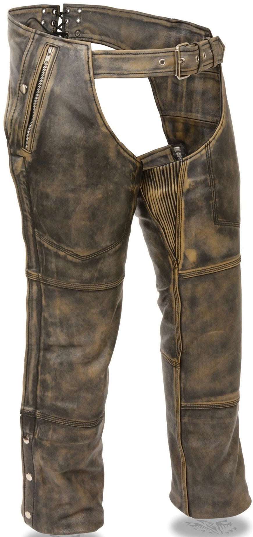 Premium Distressed Brown Leather Chaps – Buckle and Hide Leather LLC