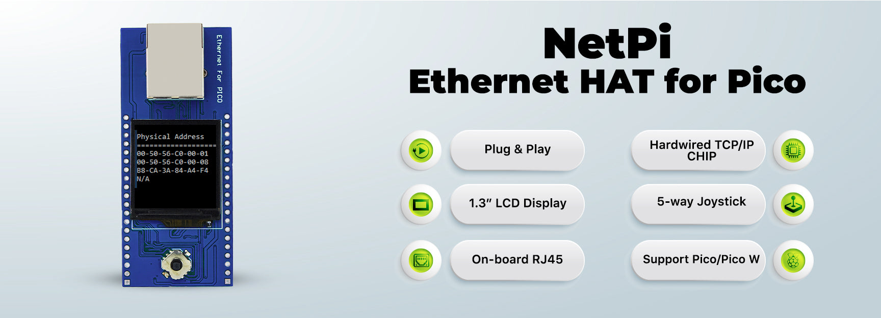 NetPi - Ethernet HAT for Raspberry Pi Pico 