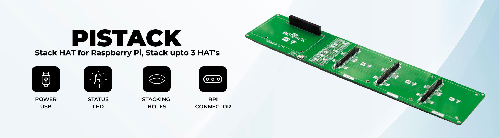 PiStack - Stack HAT for Raspberry Pi, Stack upto 3 HAT's