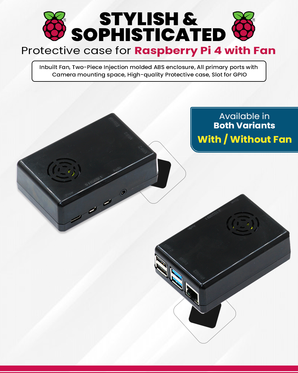 Raspberry Pi 4 black case with Cooling Fan Banner