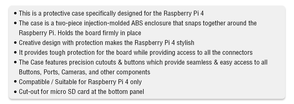 Features for Pi 4 Clear case