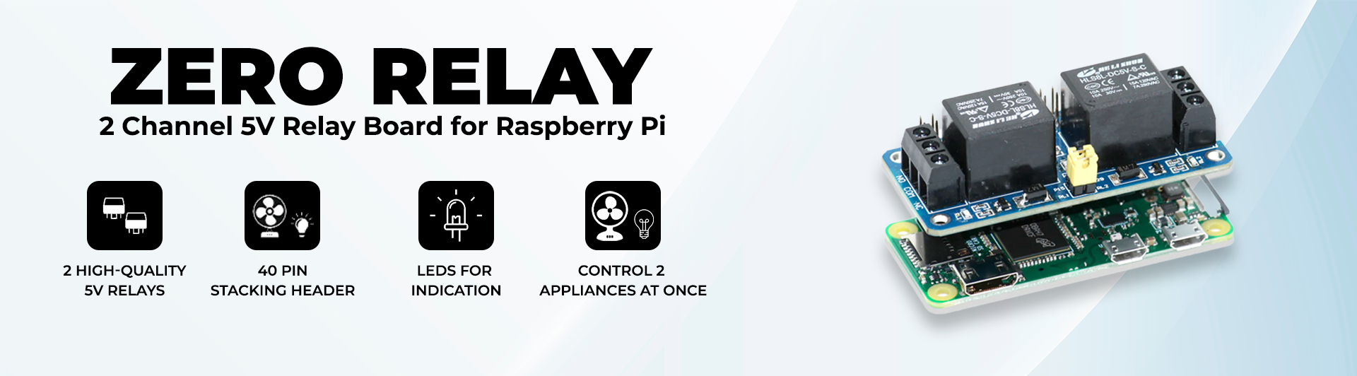 Zero Relay - 2 Channel 5V Relay Board for Raspberry Pi