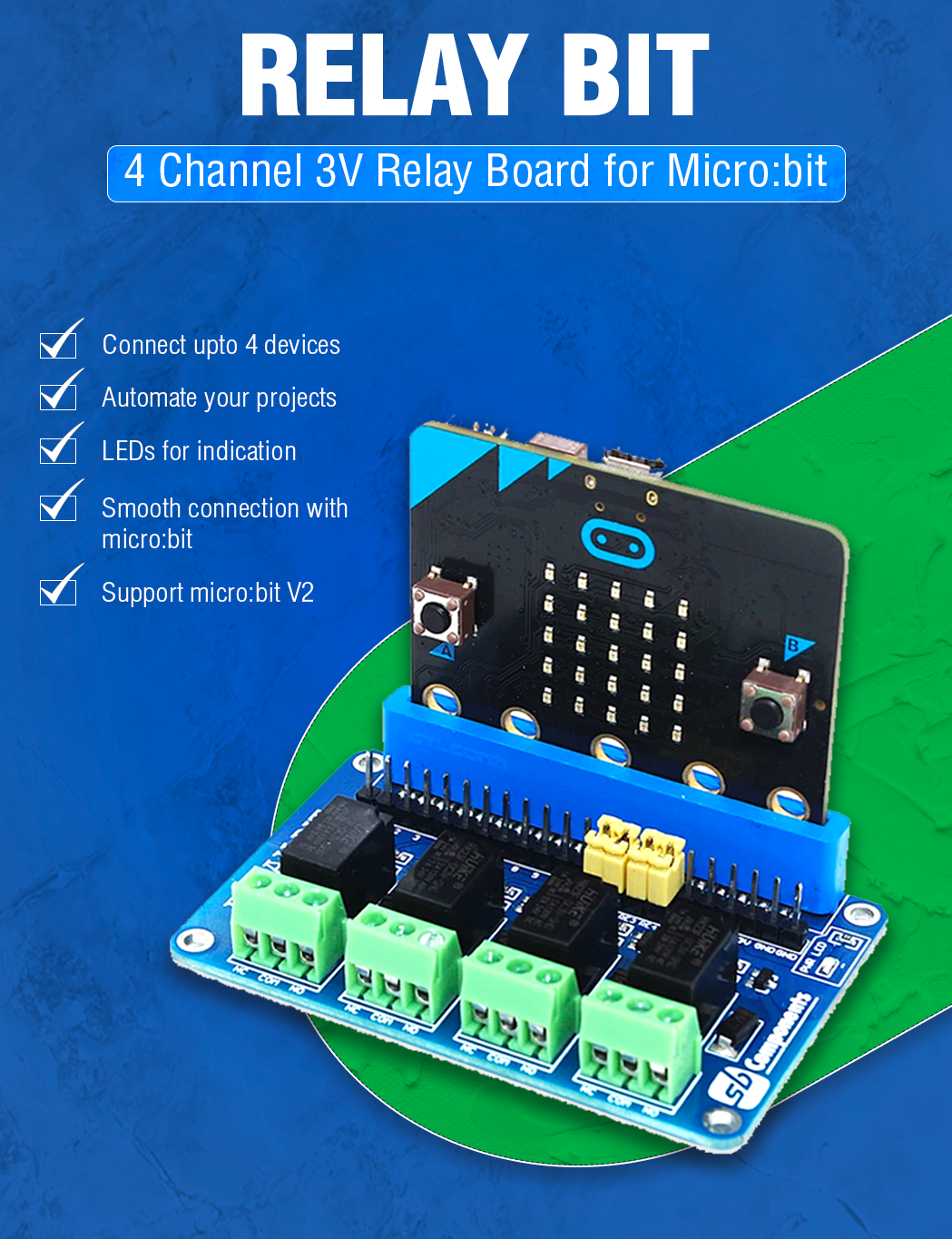 Relay Bit - 4 Channel 3V Relay Board for Micro:bit