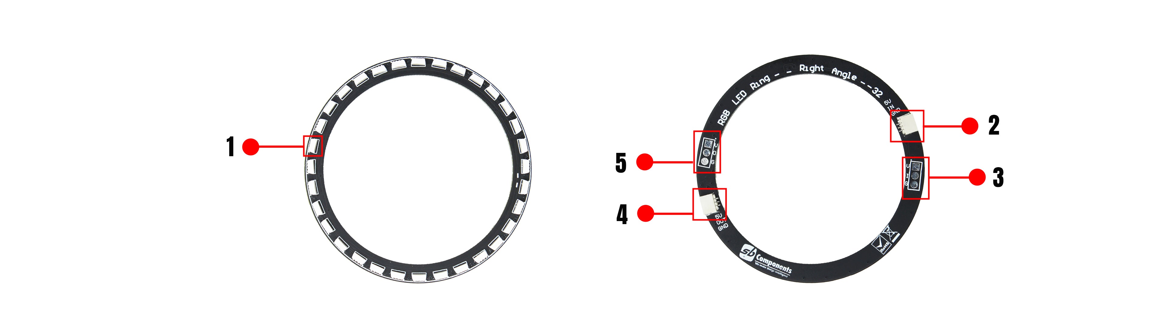 WS2812B Right Angle RGB LED Ring