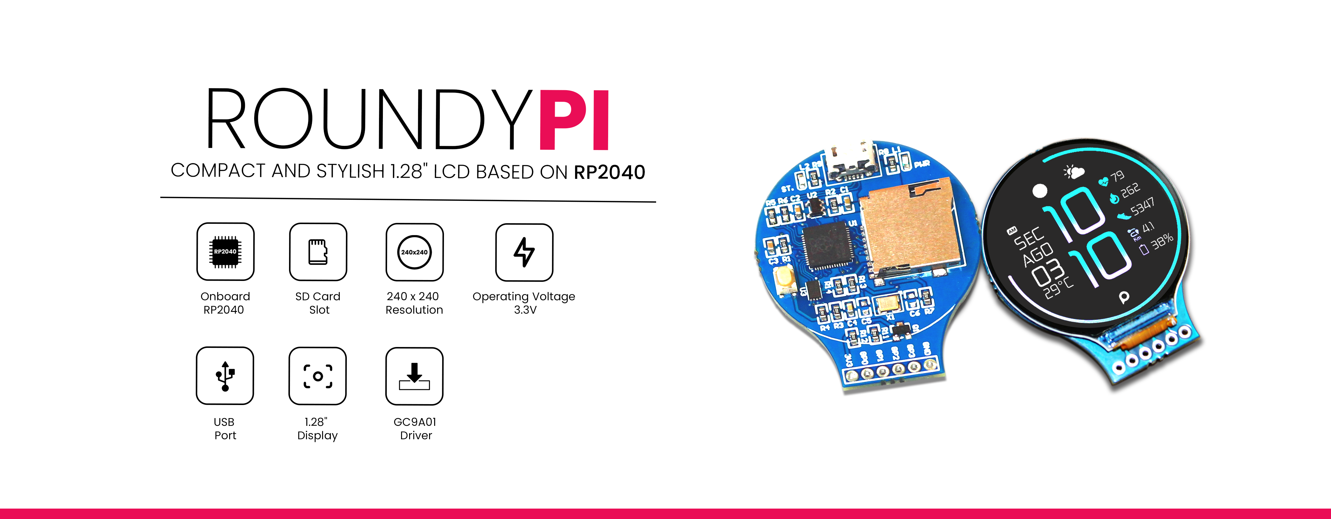 RoundyPi Round LCD Based on RP2040 microcontroller
