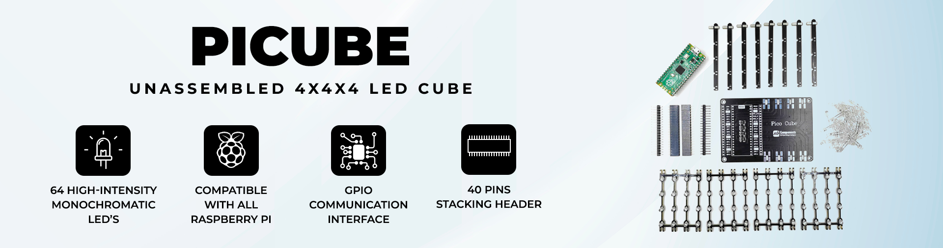 PiCube: 4x4x4 LED Cube Unassembled