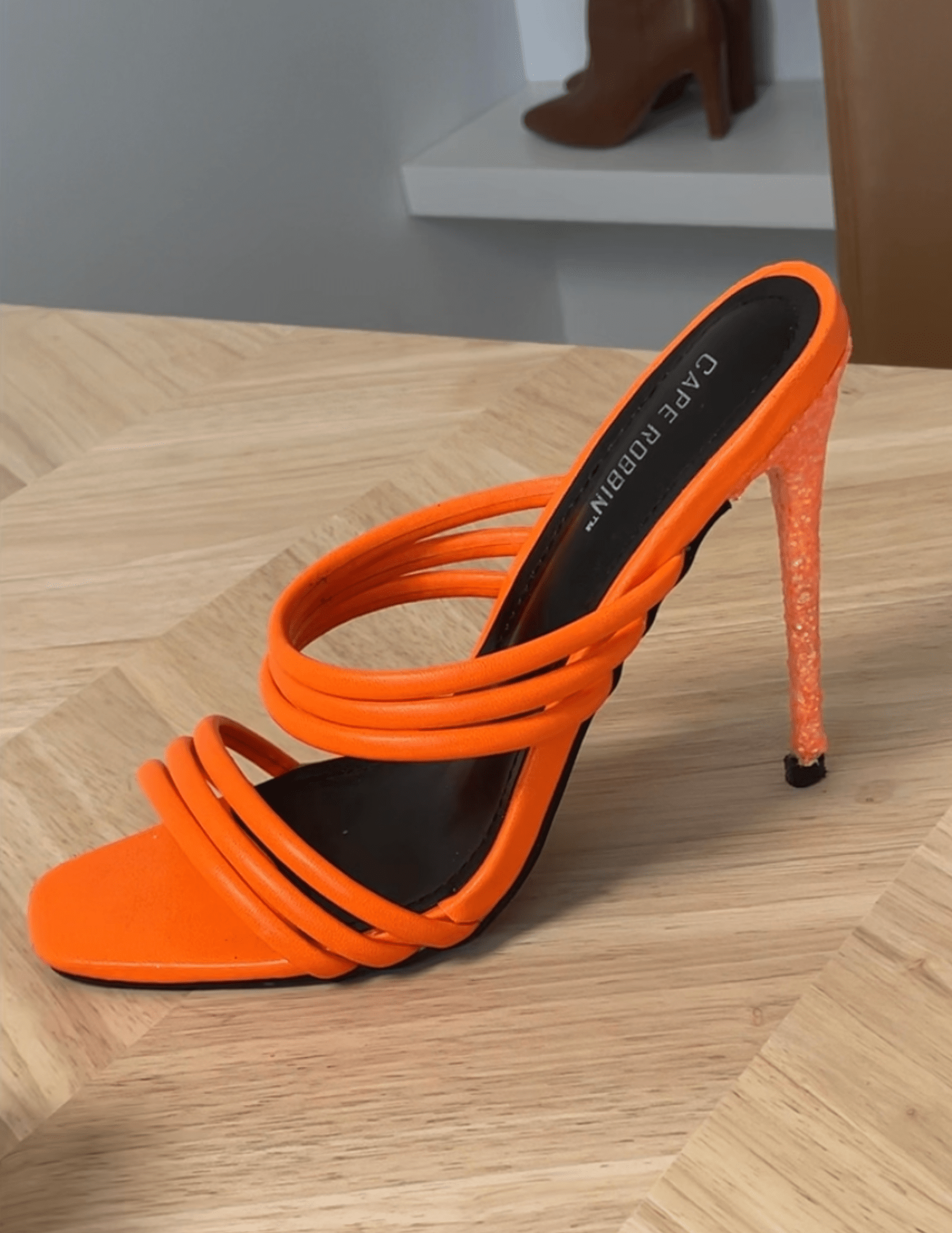 orange stiletto heel with sparkly stiletto