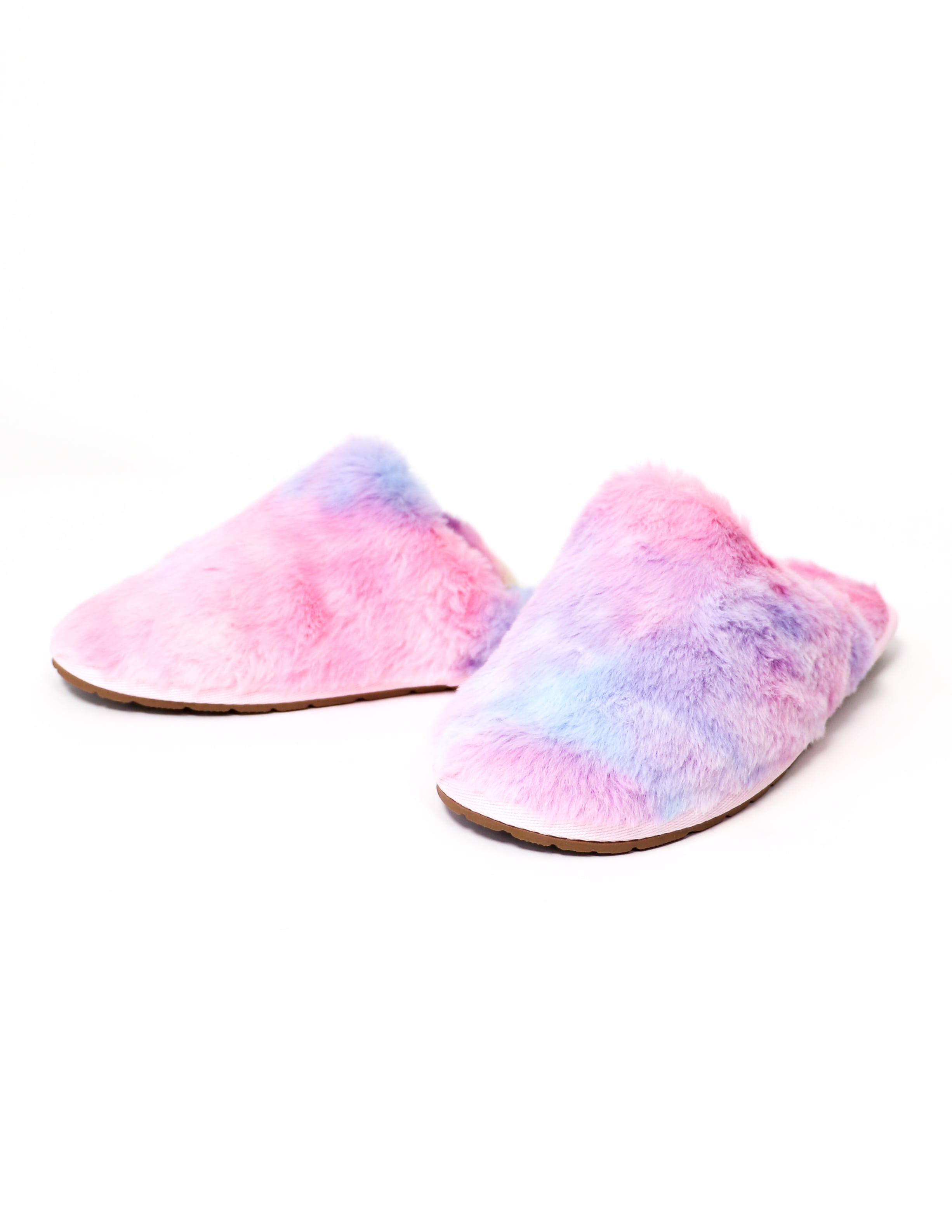 fuzzy rainbow slippers