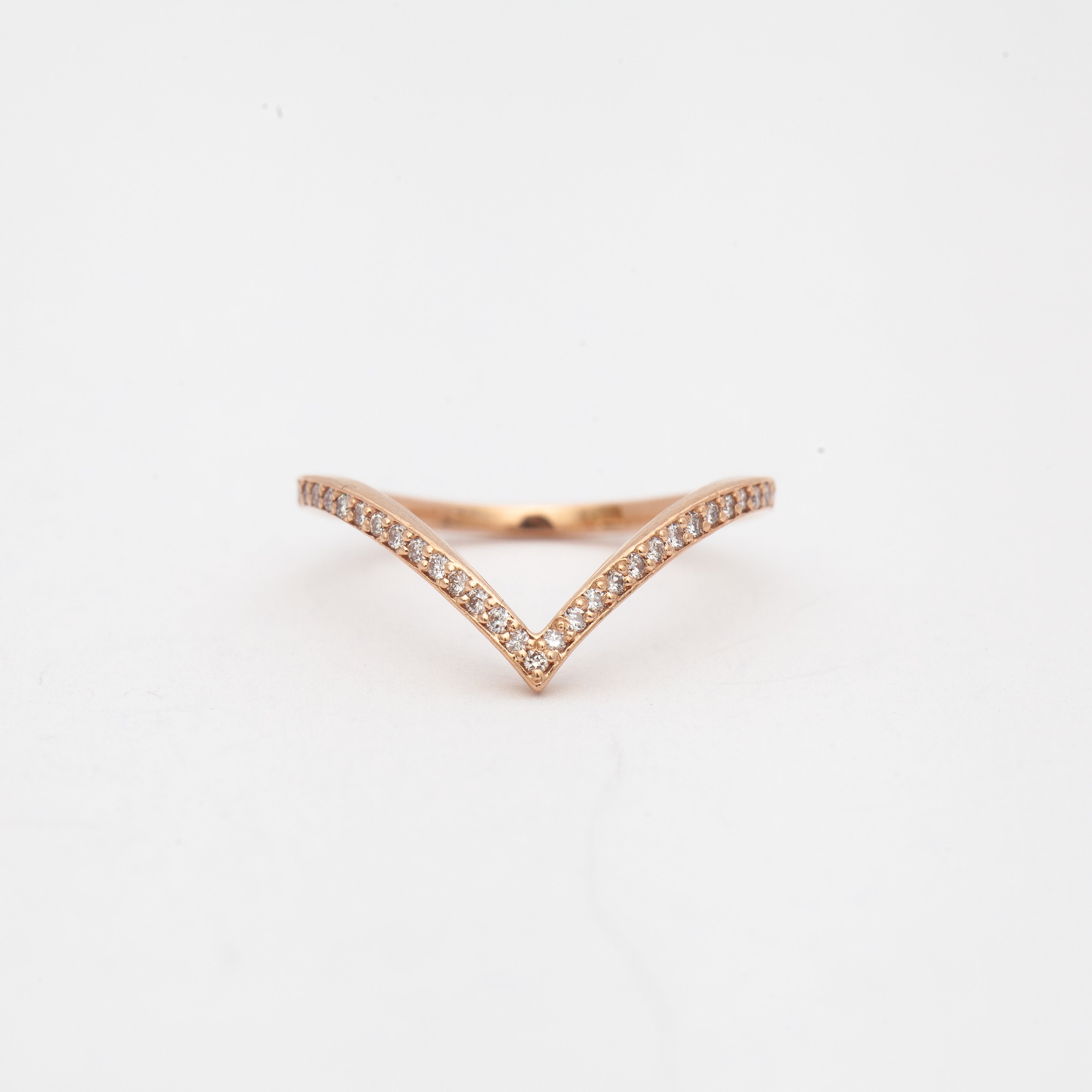 Rose Gold White Diamond Dusted Chrysalis Band – No.3