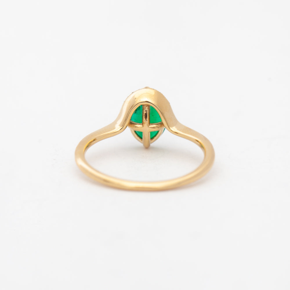 Floating Oval-Cut Emerald Ring