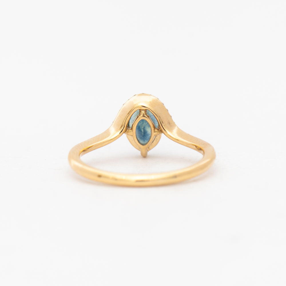 Floating Oval Teal Sapphire Ring