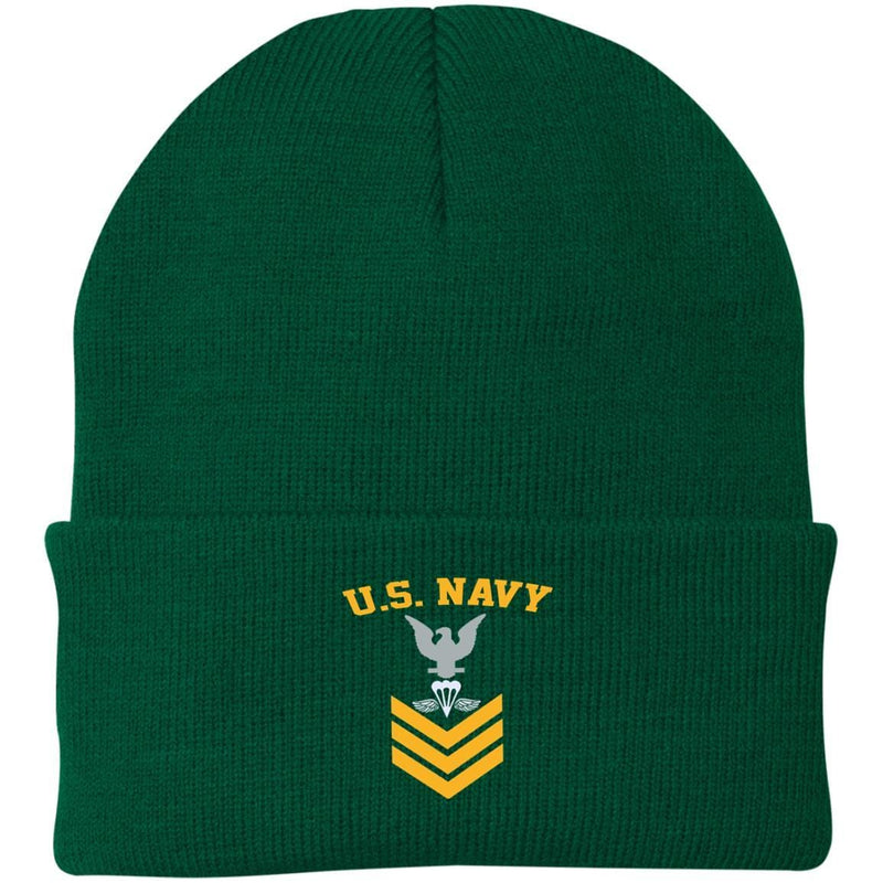 US Navy Aircrew Survival Equipmentman PR E-6 Rating Badges Gold Stripe Embroidered Port Authority Knit Cap-Hat-Navy-Rating-Veterans Nation