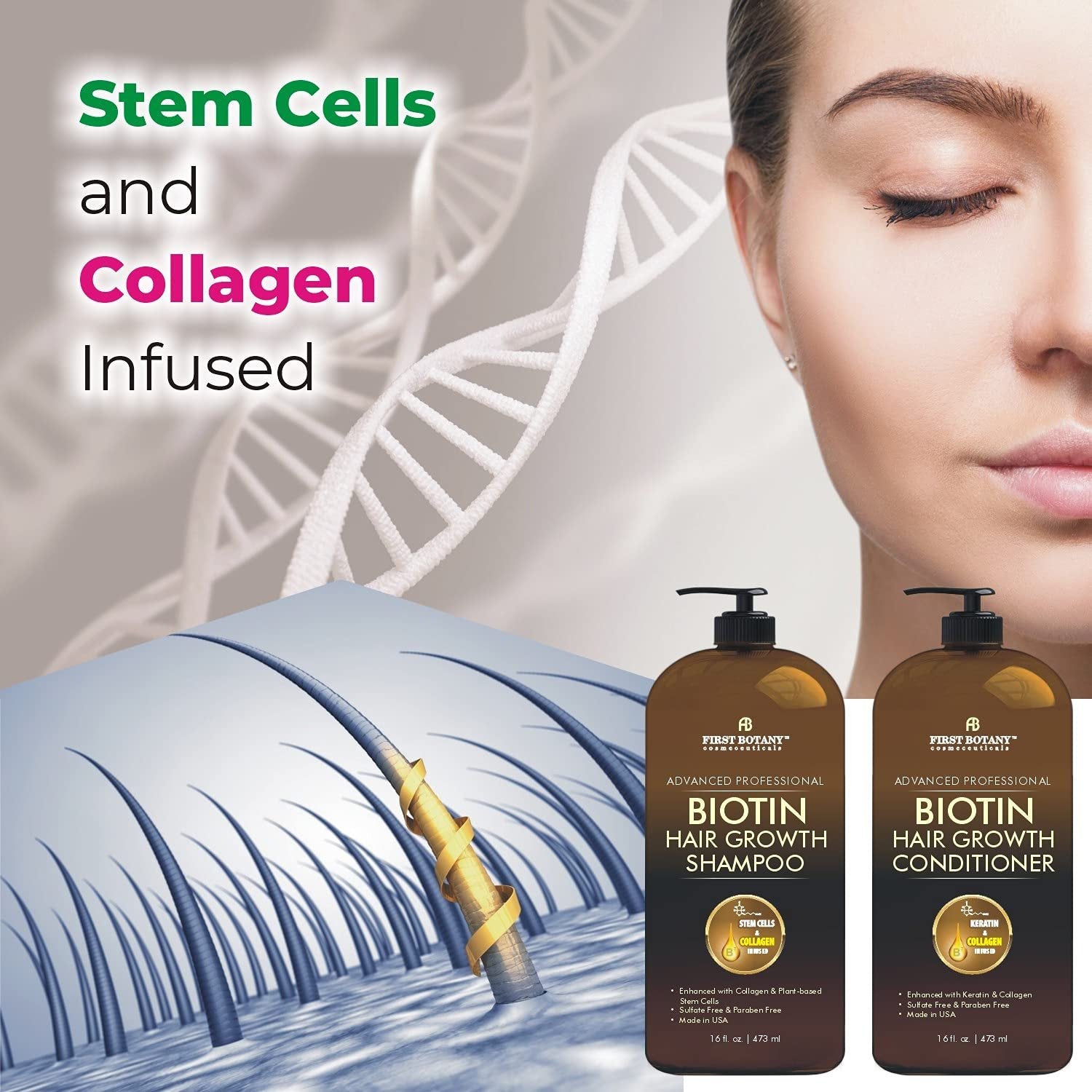 Biotin Hair Growth Shampoo Conditioner - An Anti Hair Loss Set Thicken –  First Botany