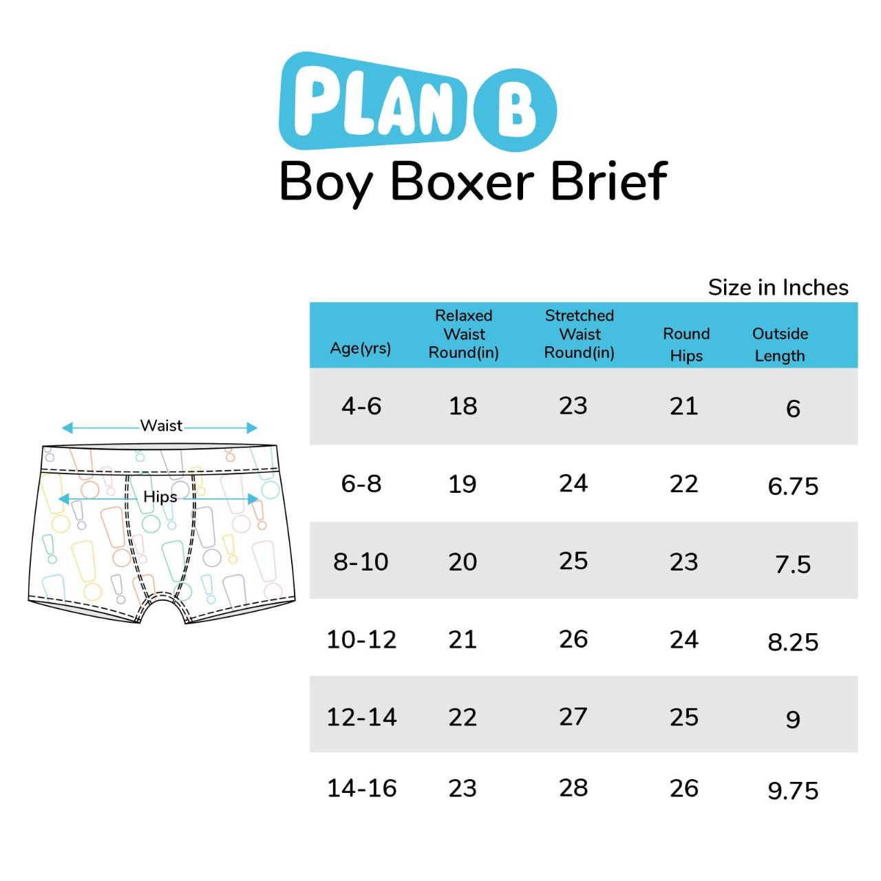 Ralph Boxer Briefs Size Chart