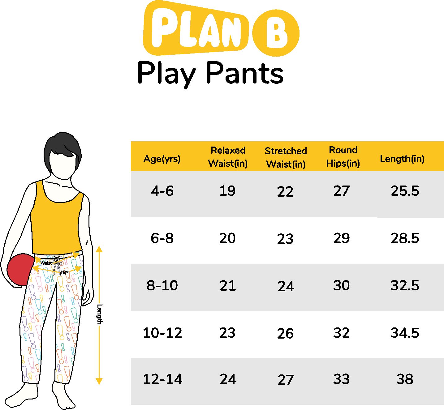 Size Chart - Play Pants – Plan B