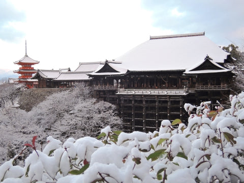 Kyoto in winter, snowing