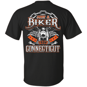 “Just A Biker From Connecticut” T-Shirt (BACK Print)