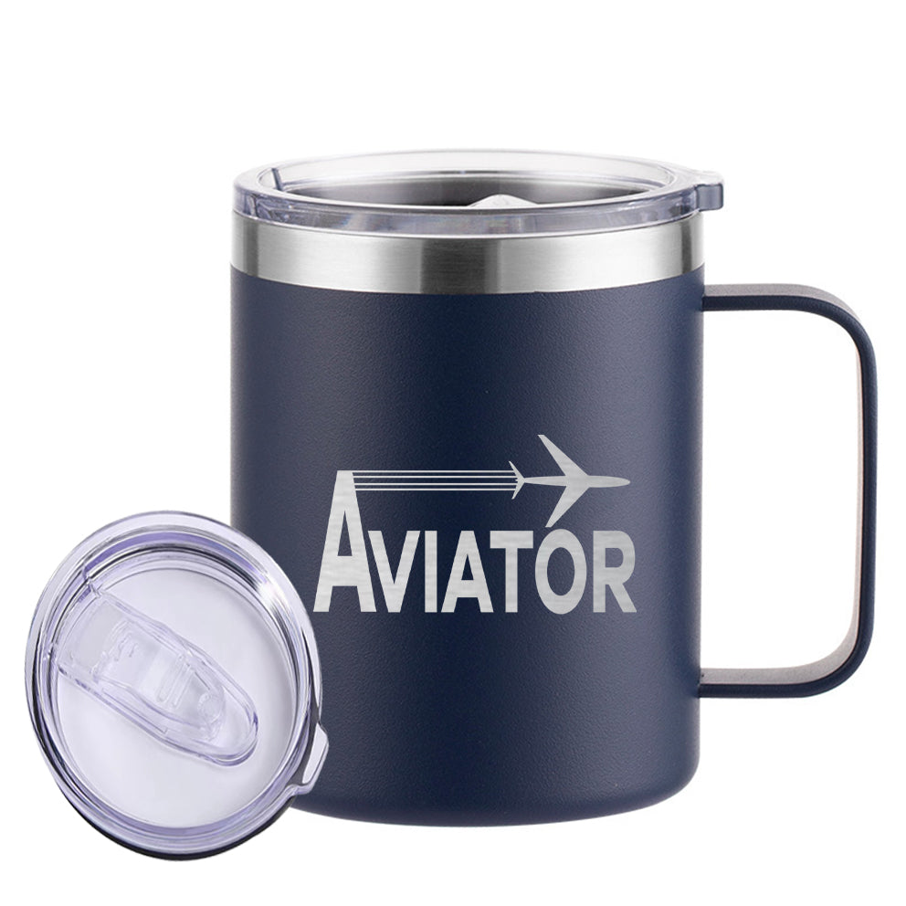 14oz. Pilot Chick Stainless Steel Travel Mug with Handle