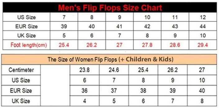 Flip Flop Size Chart Uk