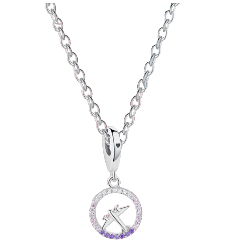 Super Cute Airplane Shape in Circle Designed Necklace – Aviation Shop