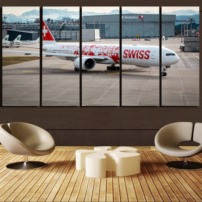 Swiss Airlines Boeing 777 Printed Canvas Prints 5 Pieces Aviation Shop