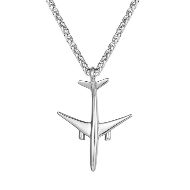 Dainty airplane pendant necklace