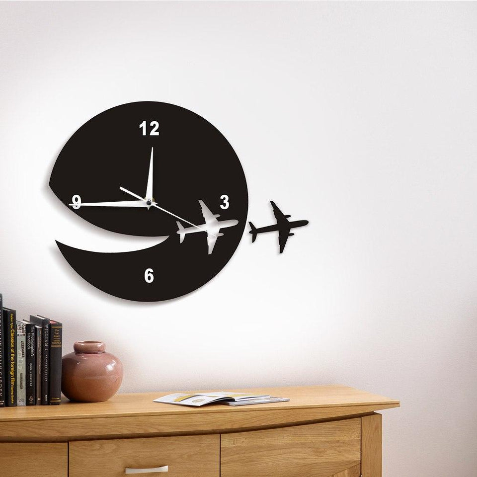 Flying Airplane Designed Wall Clock Aviation Shop