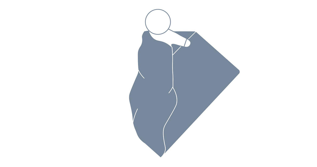 How to swaddle step 3 visual graphic to straighten one arm and wrap that same side of the blanket over his chest and tuck it under his body. 