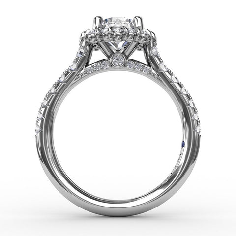 FANA Contemporary Diamond Solitaire Engagement Ring With Baguettes and