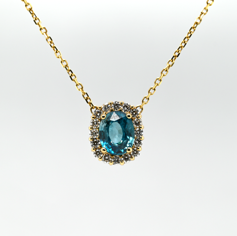 4.90CT BLUE ZIRCON CUSTOM DIAMOND PENDANT – Chalmers Jewelers