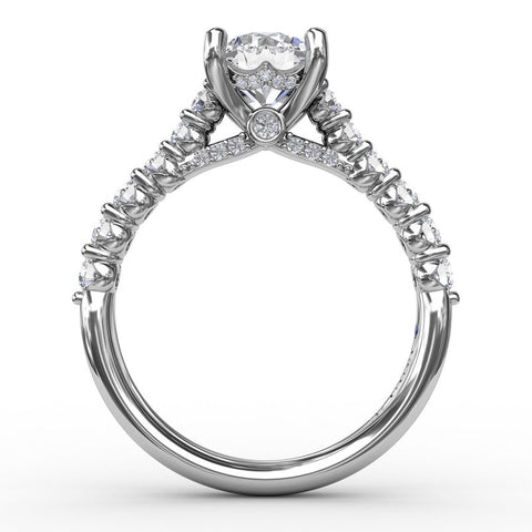 FANA Contemporary Diamond Solitaire Engagement Ring With Baguettes and