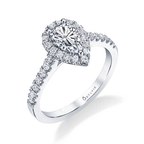 Sylvie Pear Shaped Engagement Ring With Halo S1409-PS – Chalmers Jewelers