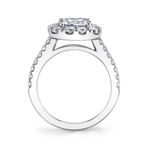 cushion cut halo engagement rings side view