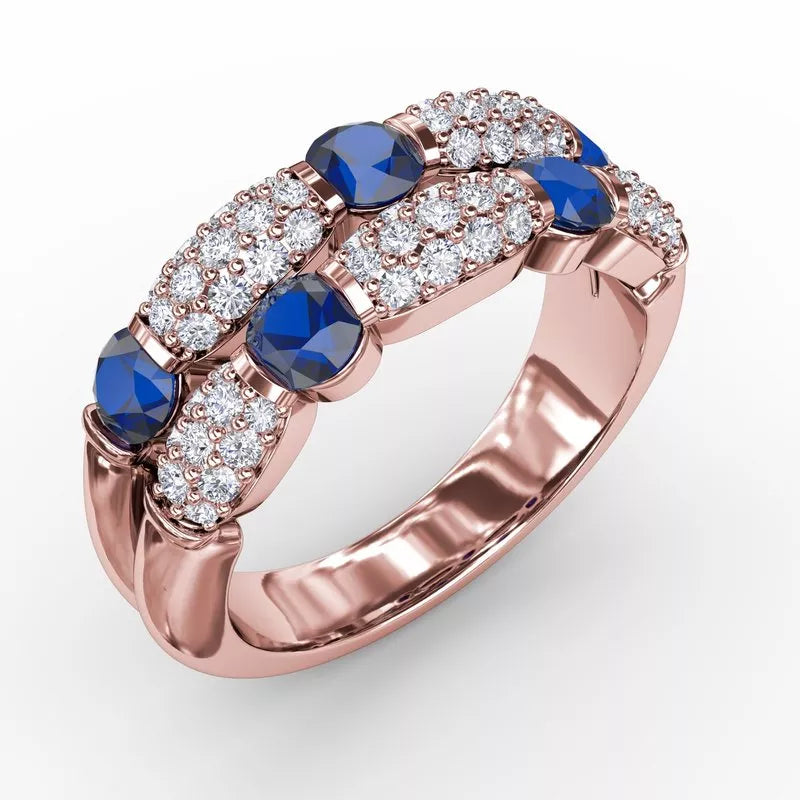 Fana Double Row Sapphire and Diamond Ring 1592