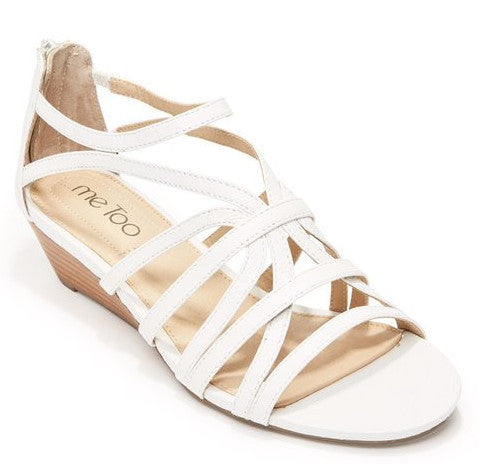 Sofie white leather demi wedge sandals 