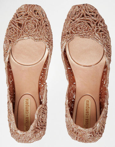 rose gold pointed toe flats