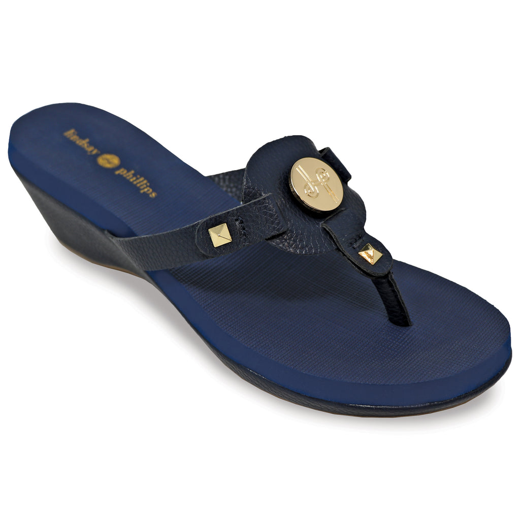 navy blue wedge flip flops