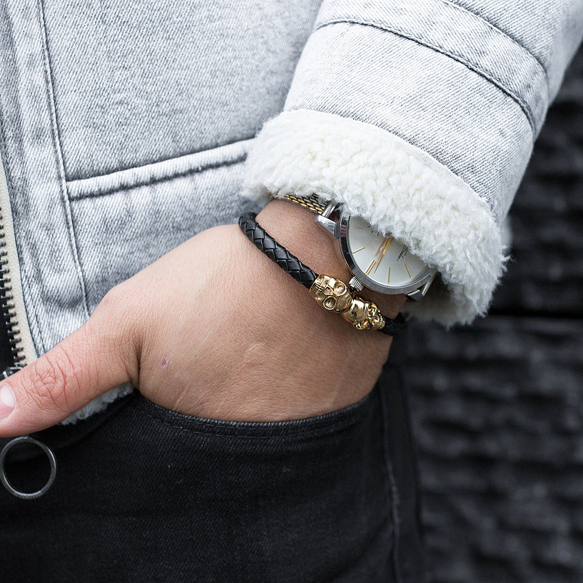 leather skull bracelet