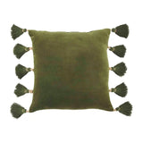 Green Velvet Tassle Pillow