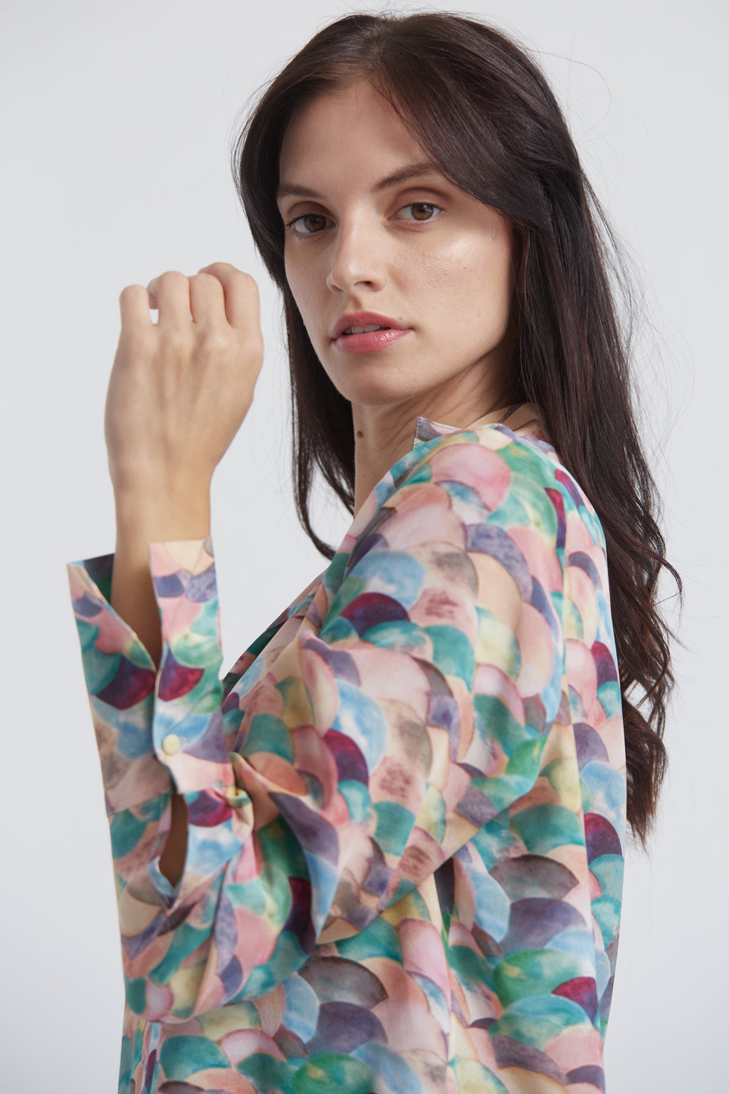 Daria French Cuff Silk Blouse - Lima