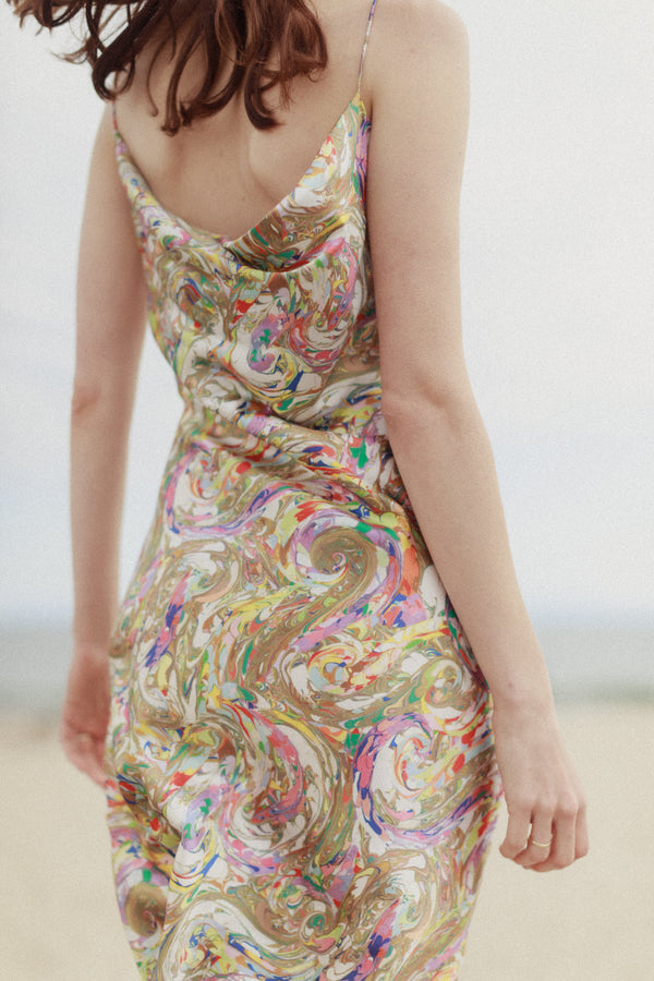 Celeste Cowl Back Slip Dress in Paris Paint – The Lotus Boutique