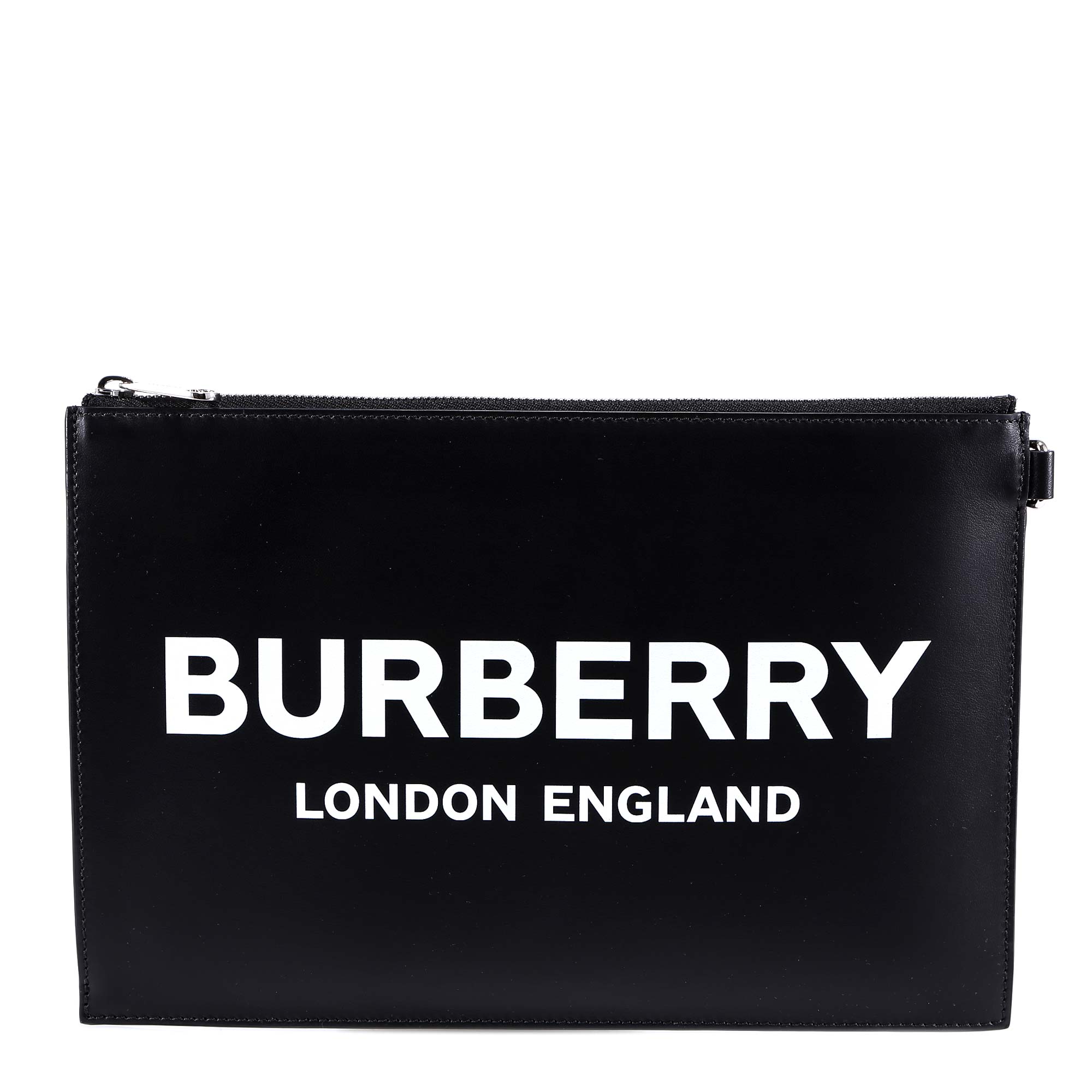 BURBERRY BURBERRY LOGO PRINT ZIP CLUTCH