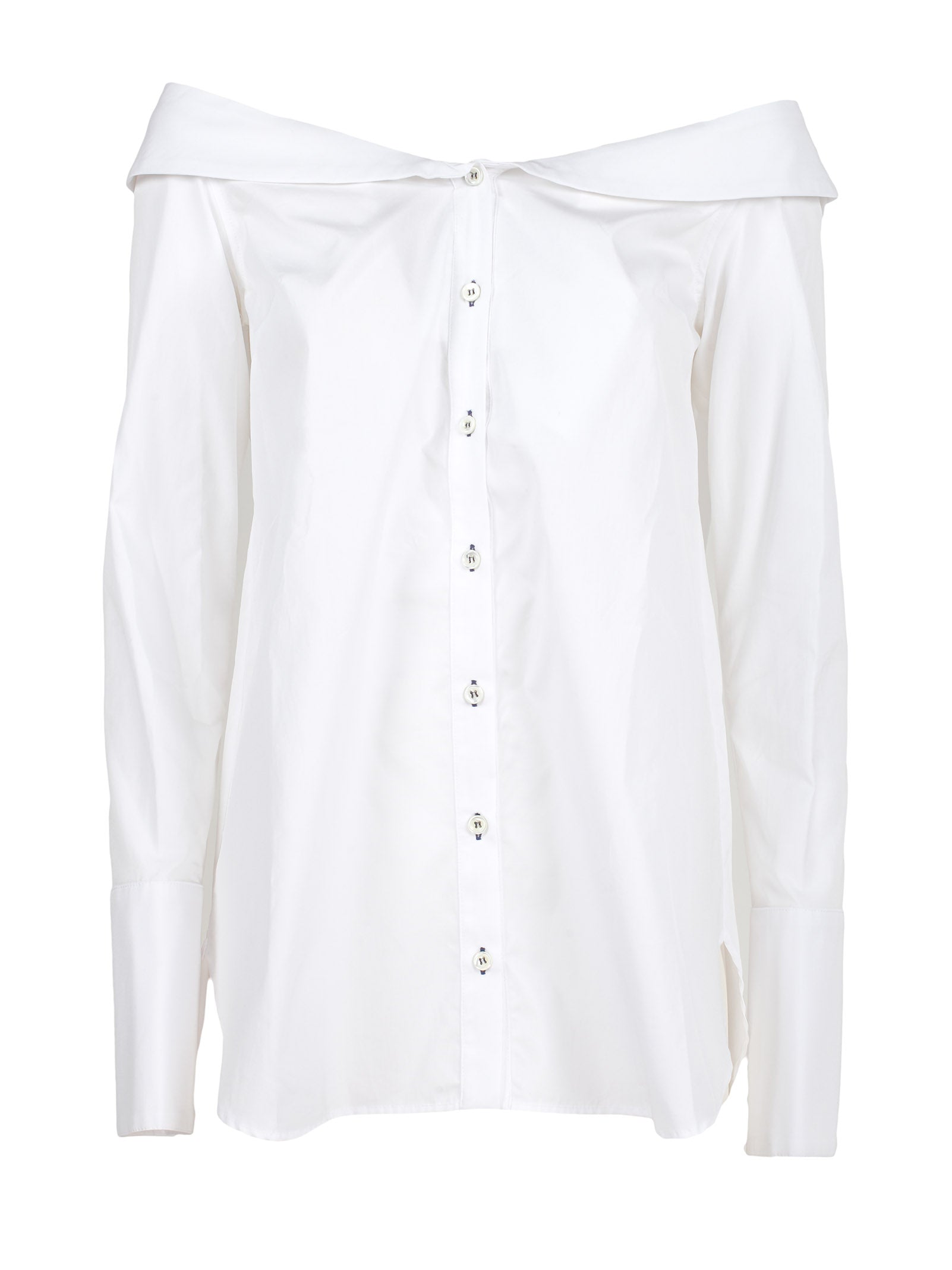 MONOGRAPHIE MONOGRAPHIE STRIPPED OFF THE SHOULDER COLLAR SHIRT