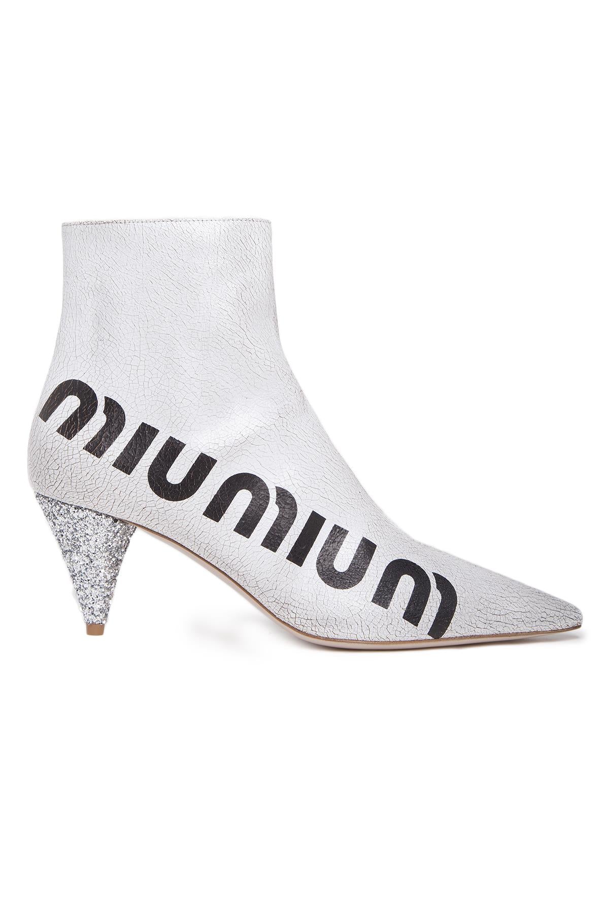 MIU MIU MIU MIU LOGO ANKLE BOOTS