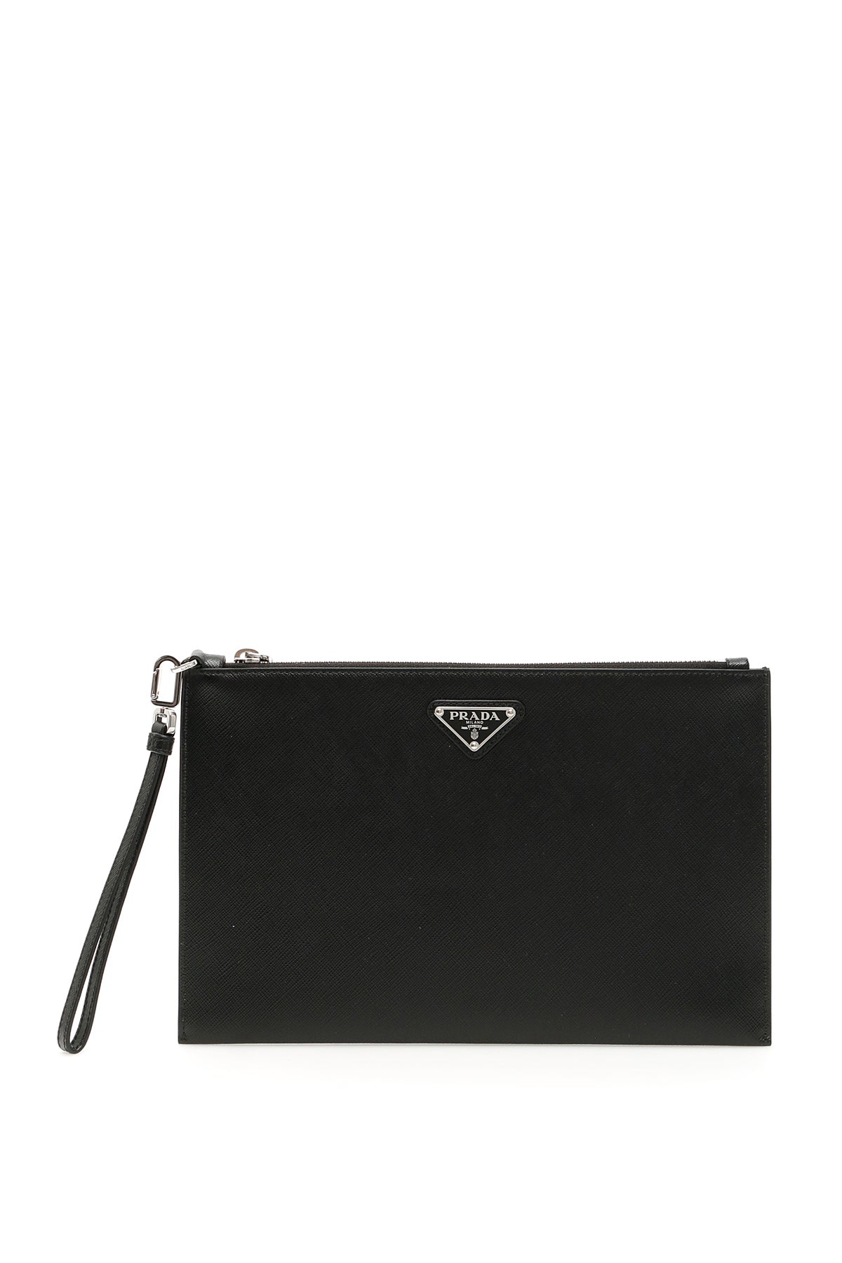 prada logo plaque clutch bag